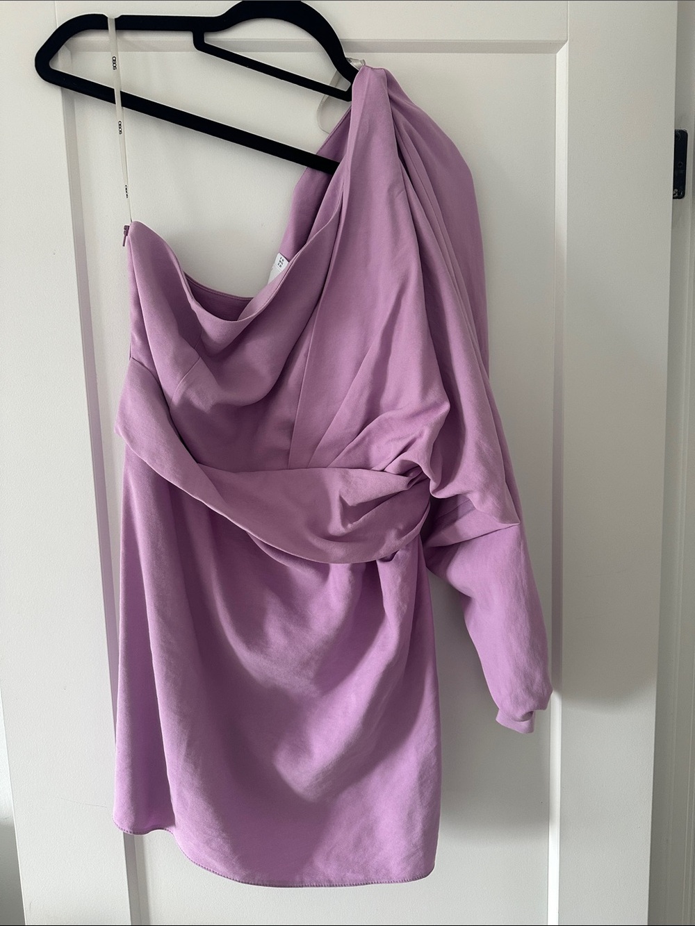 ASOS- One shoulder mini dress with tie detial in washed fabric-Purple